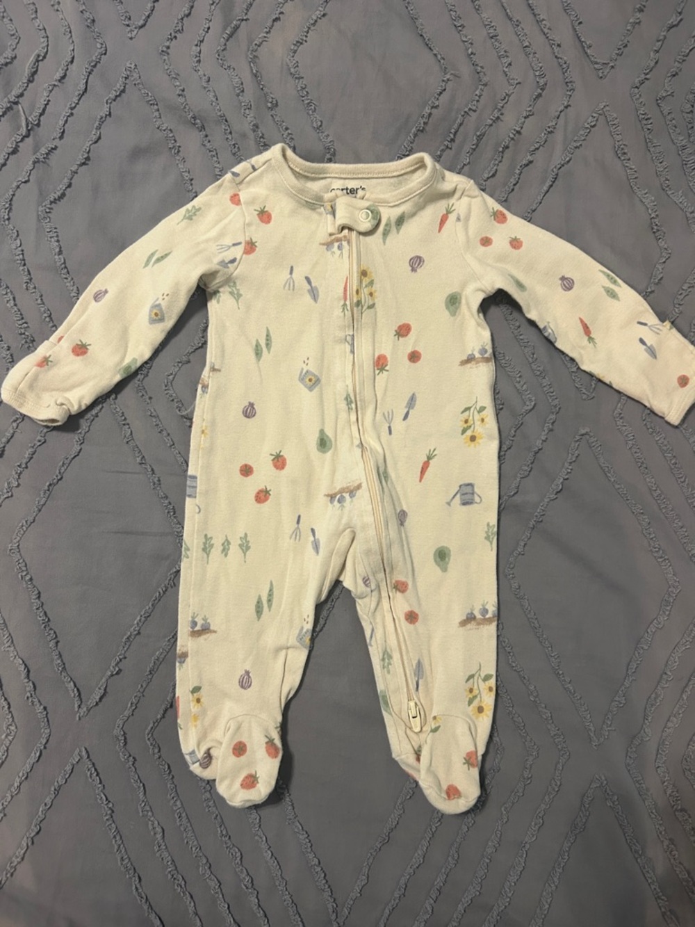 Carter's Cream Garden Print Footed One-Piece Gender Neutral